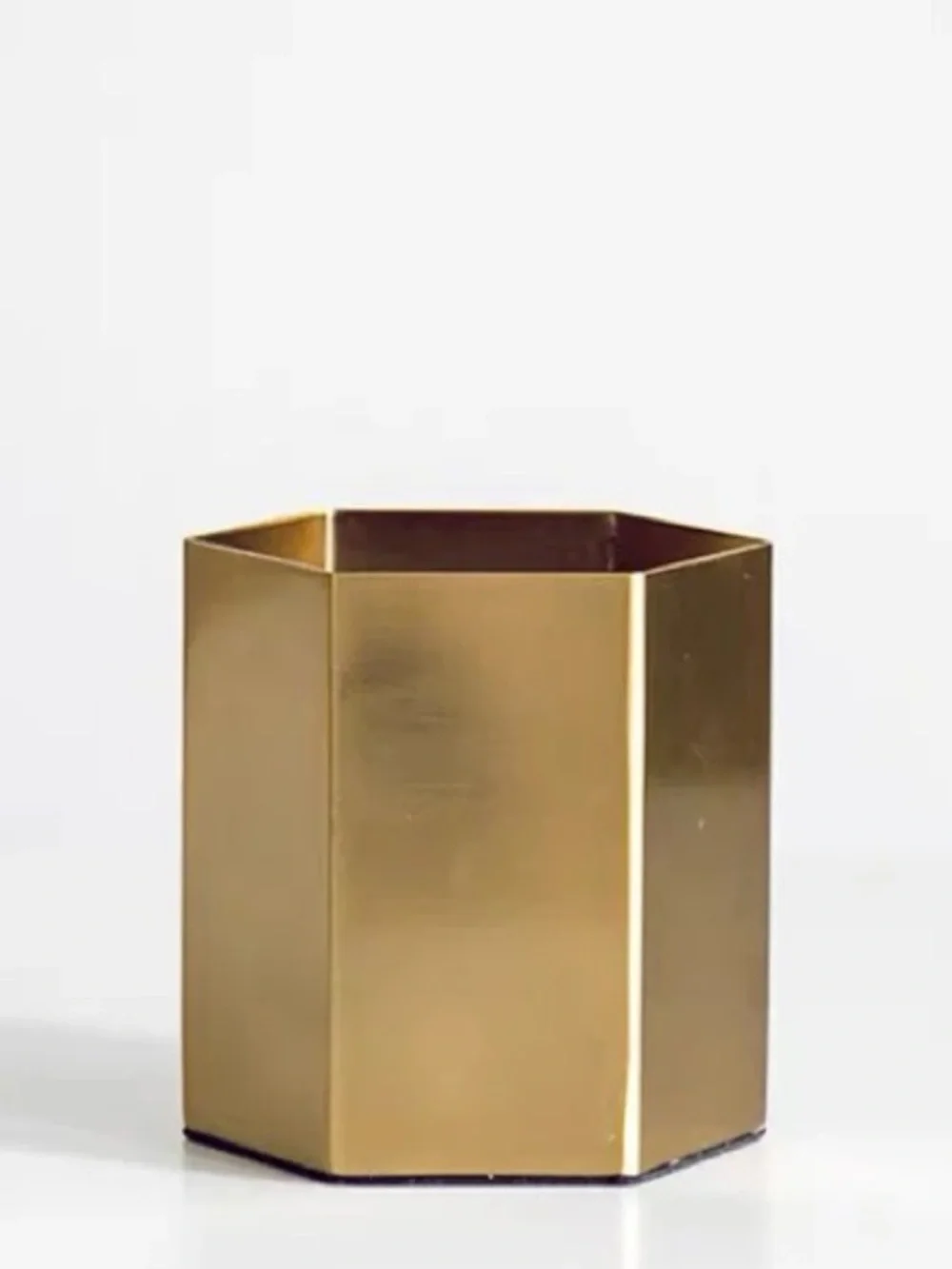 Gold Hexagonal Metal Planter - Modern Home Accent